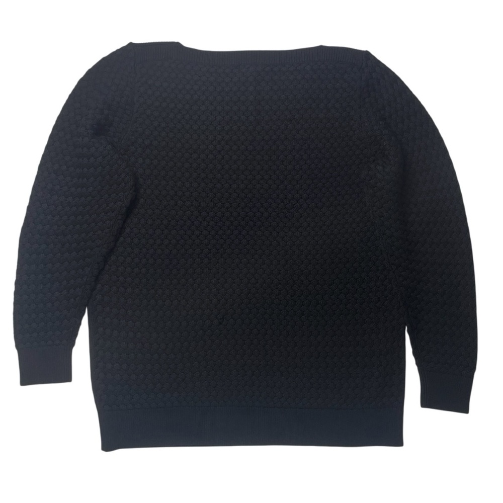 NEW LL Bean Black Basket Weave Pullover Sweater 100% Cotton Size XL Boat Neck - Picture 7 of 16